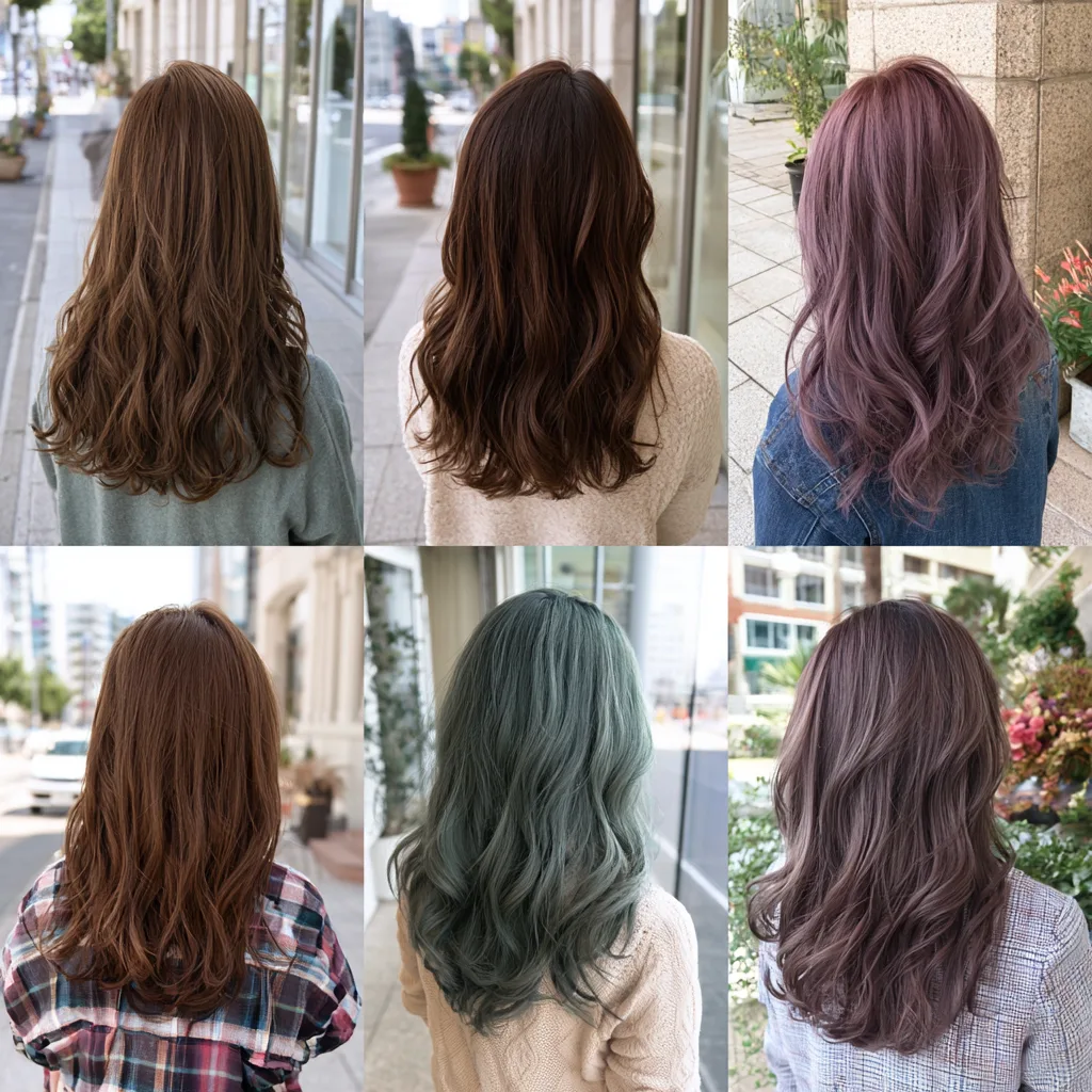 さまざまなヘアカラーの仕上がり例を並べた見本